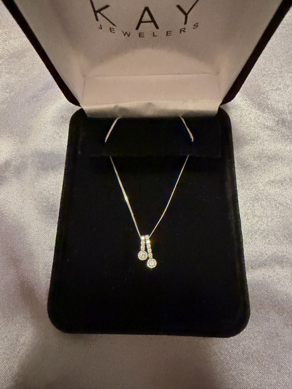 KAY Jewelers Sterling Silver Necklace with Clear Stones - Picture 2 of 3